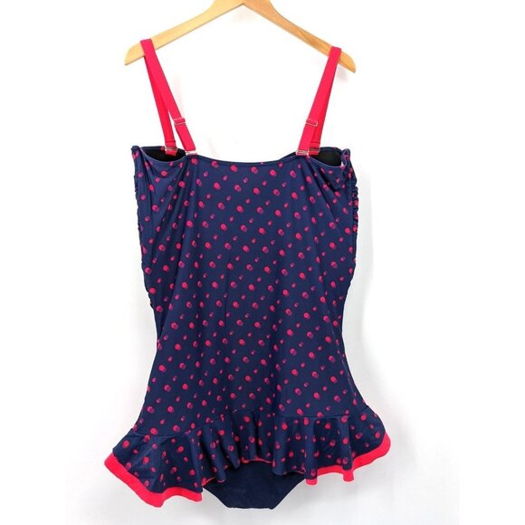 Mazu Swimsuit One Piece Swimsuit Womens 24W Blue Polkadot Tummy Control New - Picture 3 of 11